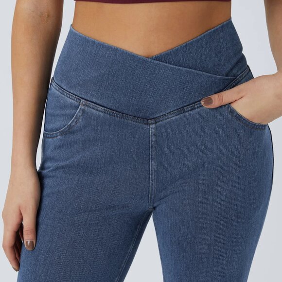 Halara Flex™ High Waisted Crossover Pocket Washed Casual Jeans - Picture 2 of 4